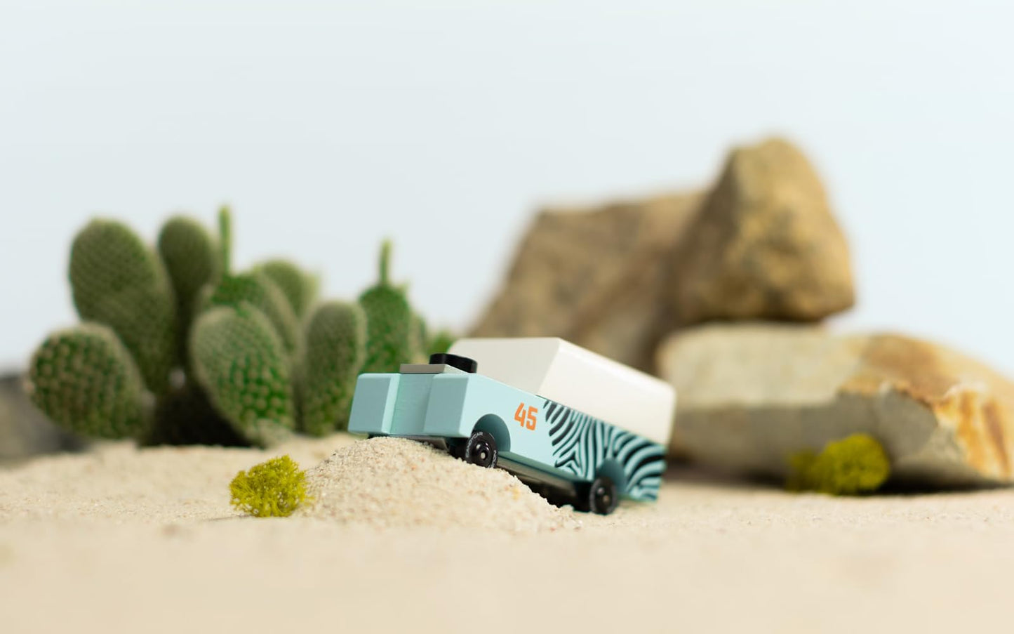 Candycar Wooden Diecast Collection - Mini Zebra Drifter, Premium Handcrafted Beech Wood Toy Car
