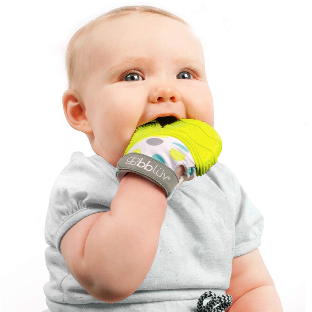 Bblv - Glv - Original Silicone Baby Teething Mitten With Opposable Thumb, Self Soothing Teether Toy, Includes A Storage Bag (Lim