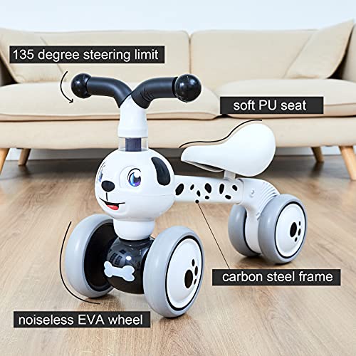 Ygjt Baby Balance Bike Toys For 1 Year Old, Birthday Gifts For Boys And Girls, Silent Wheels & Non-Pedal Baby Walker Riding Toys For 10-36 Months Toddlers, Kids First Bike Gifts Spotty Dog