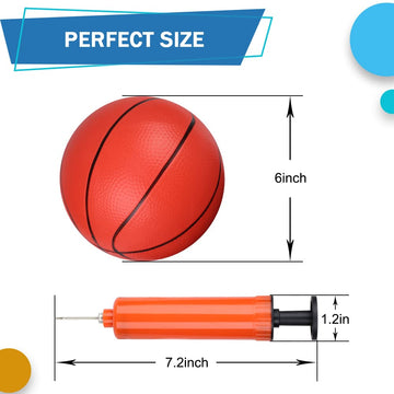 Umnodobn 6 Inch Mini Basketballs For Toddlers Kids Teenagers, 6 Pack 6' Basketball Set With Pump Durable Pvc Basketballs For Mini Over Door Hoop Pool Beach Balls For Swimming Pool, Indoor, Outdoor