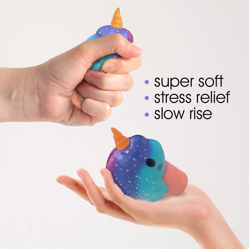 Artcreativity Squish Unicorn Ice Cream Toys For Kids, Set Of 4, Super Soft Slow Rising Squeeze Toys, Stress Relief Sensory Toys, Best Unicorn Party Favors, Goody Bag Fillers For Girls And Boys