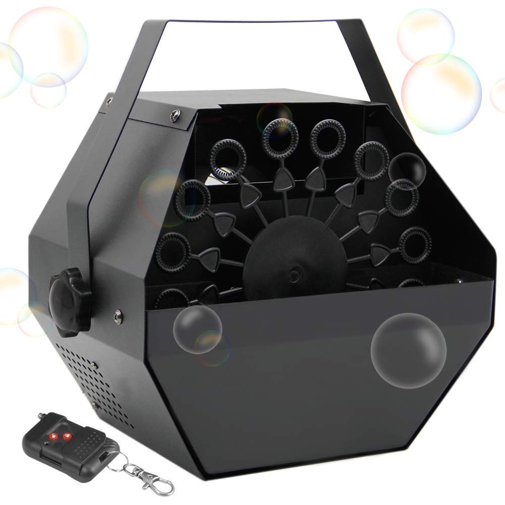 Atdawn Metal Portable Bubbles Machine, Professional Automatic Bubble Maker With High Output For Outdoor/Indoor Use, Wireless Remote Control (Black)