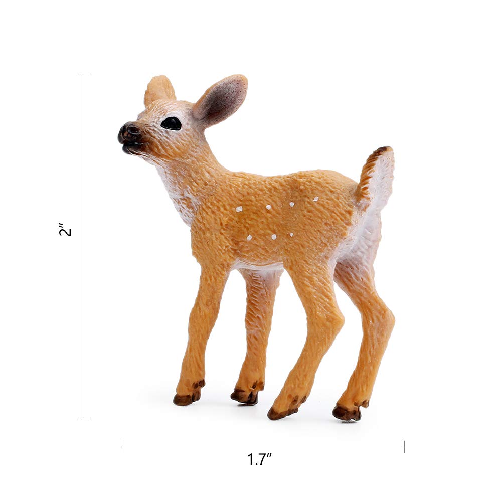 Restcloud Deer Figurines Cake Toppers, Deer Toys Figure, Small Woodland Animals Set Of 3
