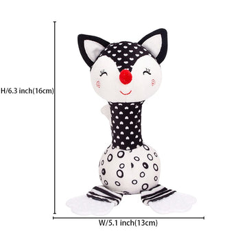 D-Kingchy Baby Toys 0-12 Months, Black And White Newborn Toys, Soft Plush Rattle Stuffed Animal Toy With Teether And Sound, Deve