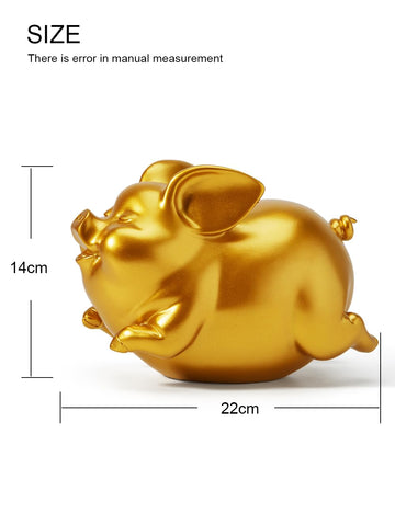 Haucoze Piggy Bank Coin Bank Pig Statue Gifts Modern Arts Figurine Polyresin Gold 8.3Inch