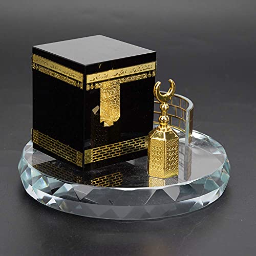 Pssopp Crystal Car Ornament, Islamic Decor - Gilded Kaaba Model Kit, Muslim Crystal Collectible Figurines, Souvenirs & Vehicle D