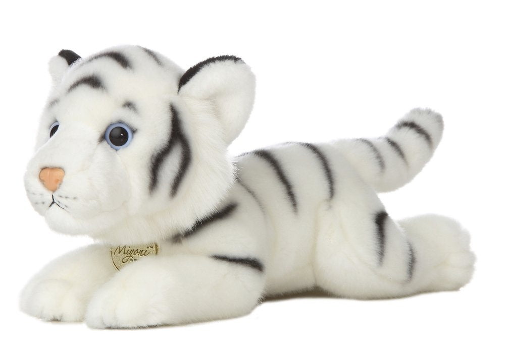 Aurora® Realistic Miyoni® White Tiger Stuffed Animal - Lifelike Detail - Cherished Companionship - 11 Inches