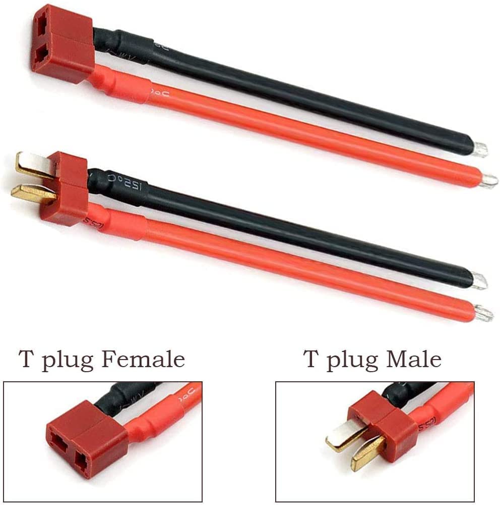 FLY RC 10 Pairs T Plug Connectors Male and Female with 20pcs Shrink Tubing for RC LiPo Battery