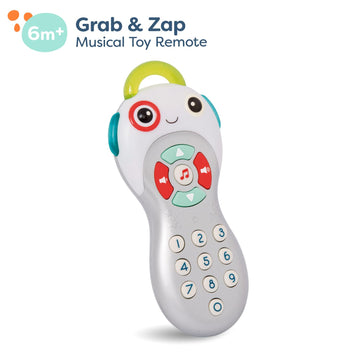 B. toys Baby Musical TV Remote Control - Interactive Sensory Toy with Learning Numbers, Songs & Light-Up Buttons for Ages 6 Months & Up