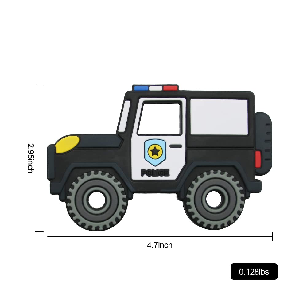 Amazingm Car Series Baby Teething Toys,Food Grade Silicone Chew Teether For 3 Months+ Infant Boy And Girl,Toddler Sensory Chewing Teether,Bpa Free. (Police Car, Black)