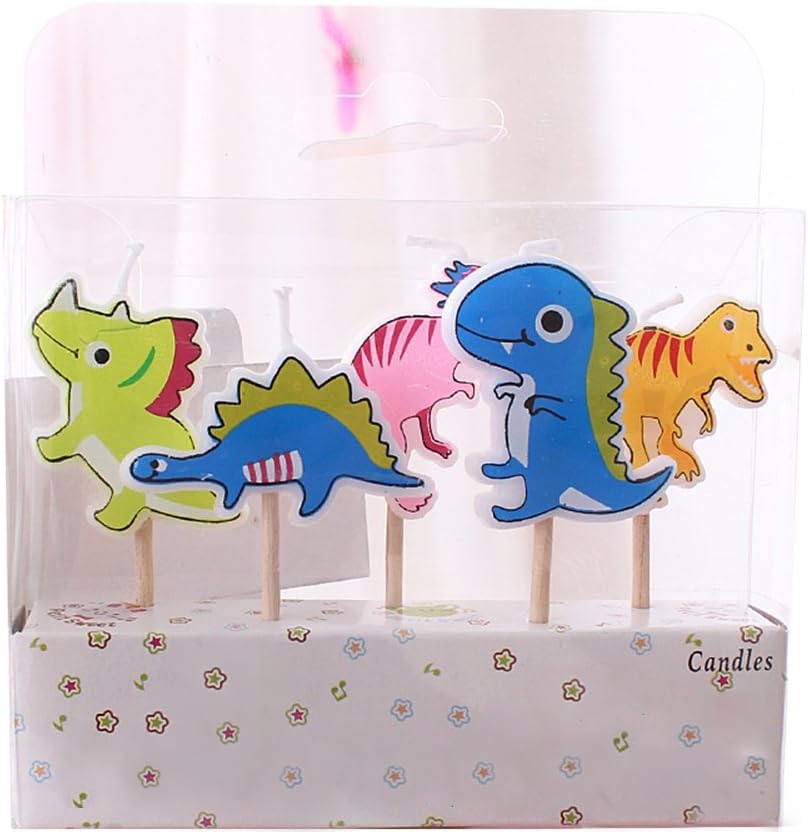 Ornerx Dinosaur Themed Birthday Cake Candles Pack of 5