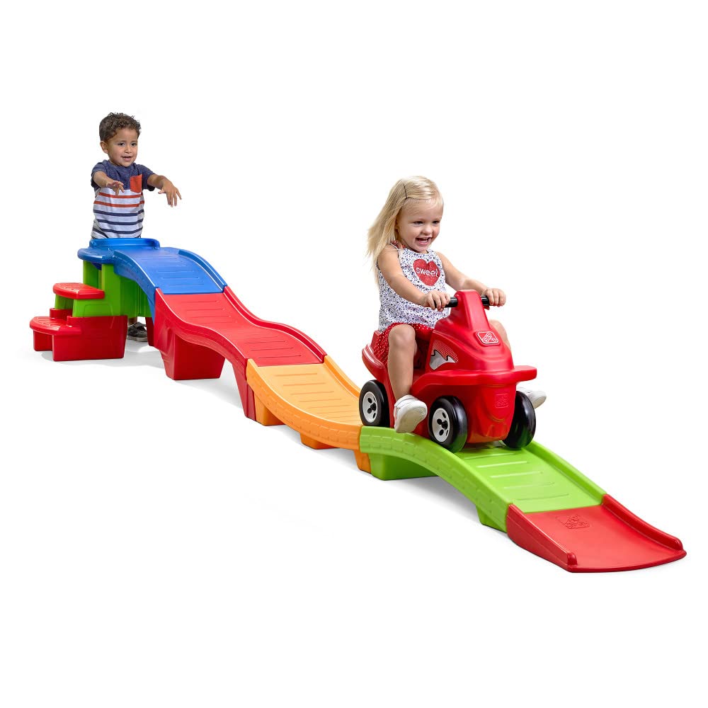 Step2 Farther & Faster Coaster Track Expansion Pack, Extra 3 Feet, Kids Ride On Toy Roller Coaster Track, Push Car, Indoor/Outdoor Playset, Made Of Durable Plastic, For Toddlers 2-5 Years Old