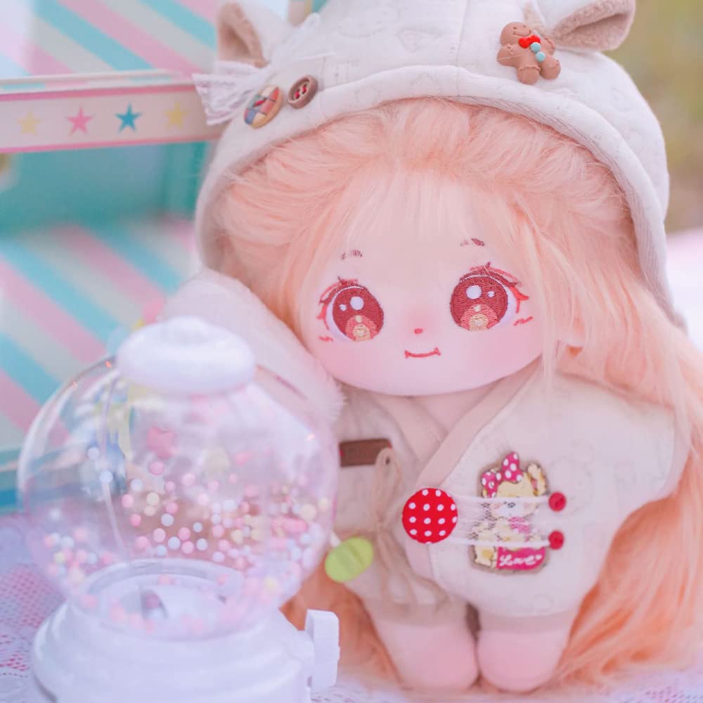 Niannyyhouse 20Cm Plush Doll Long Hair Girl Humanoid Stuffed Body No Attribute 8' Normal Body Dress Up Gifts (A-13-Without Skeleton)
