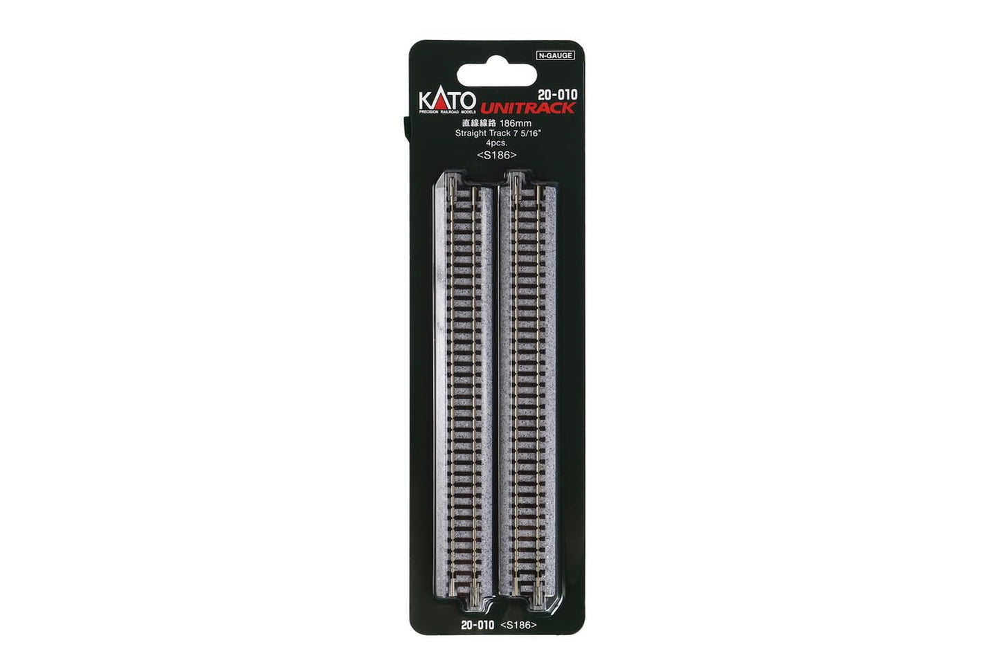 Kato N Scale Unitrack 7 5/16'' 186mm Straight Track - 4 per package