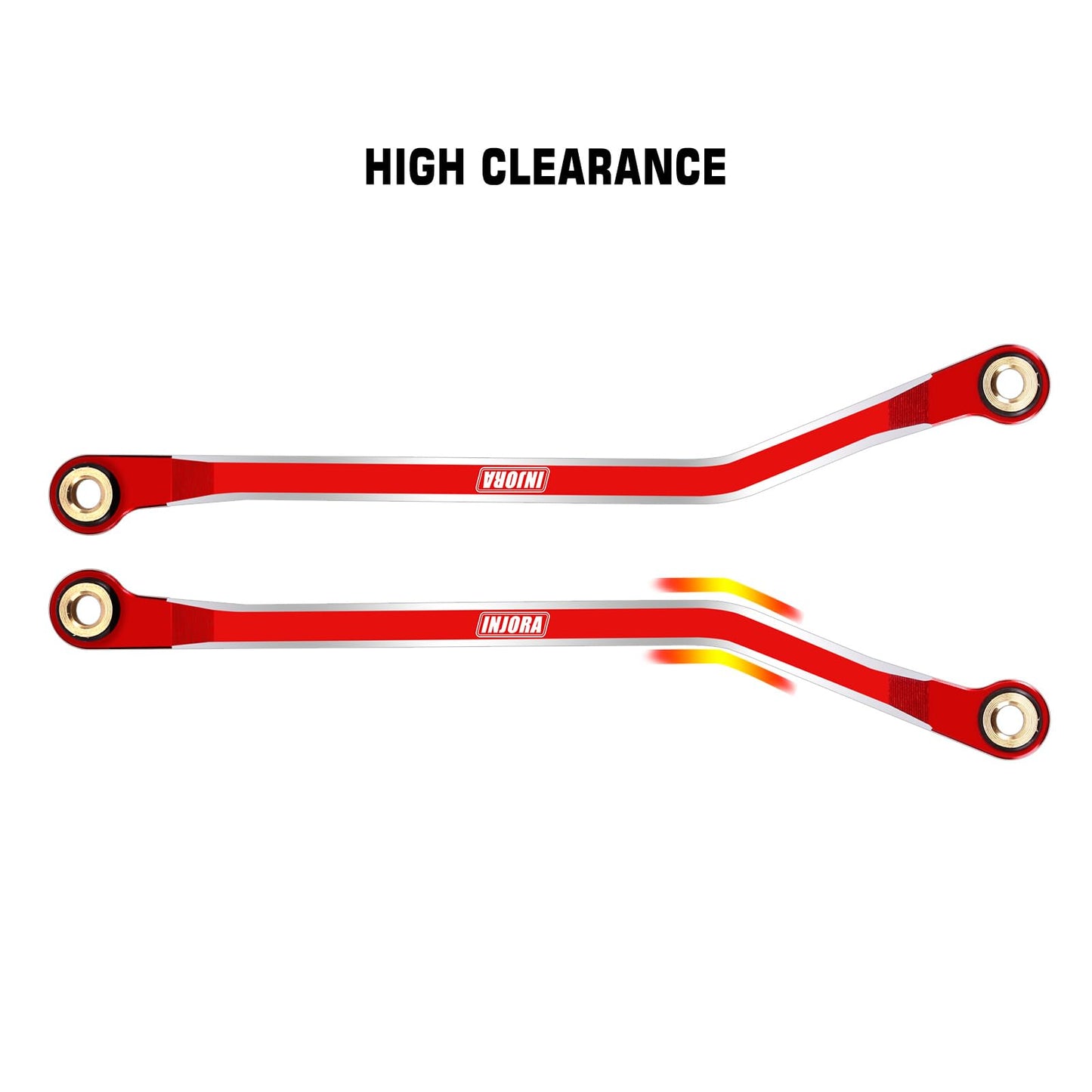 INJORA High Clearance Links Set - CNC Aluminium Chassis Link for TRX4M High Trail K10 F150 Upgrade 1/18 RC Crawler(Red)