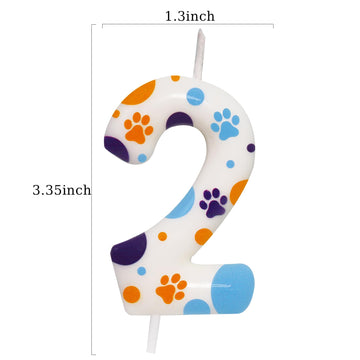 ElekFX Blue Dog Paw Themed Birthday Candles, Number 2 Blue Dog Birthday Party Supplies, 2.76 inch Cake Topper Decorations, Birth