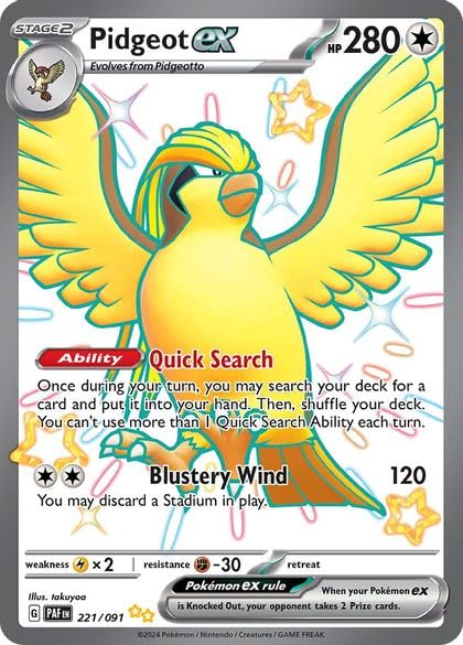Pokemon - Pidgeot ex 221/091 - Paldean Fates - Full Art - Shiny Ultra Rare Card