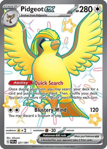 Pokemon - Pidgeot ex 221/091 - Paldean Fates - Full Art - Shiny Ultra Rare Card
