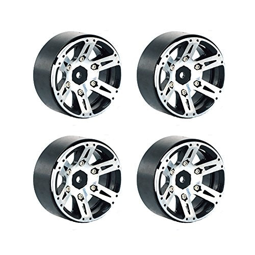 LAFEINA 1:10 Scale RC Crawlers Metal Alloy 1.9 Inch Beadlock Wheel Rim with 6 Spokes for 1/10 RC Rock Crawler Axial SCX10 CC01 D