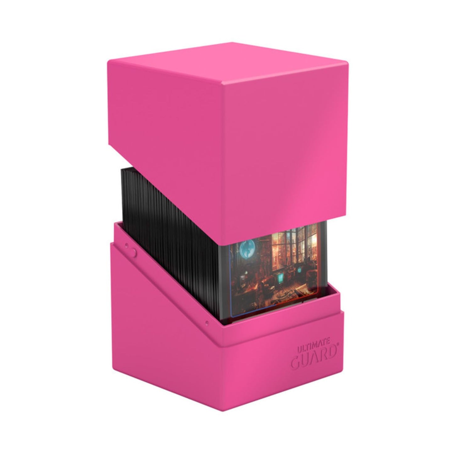 Ultimate Guard Boulder Solid 100+, Deck Case for 100 Double-Sleeved TCG Cards, Neon Pink, Secure & Durable Storage for Trading C