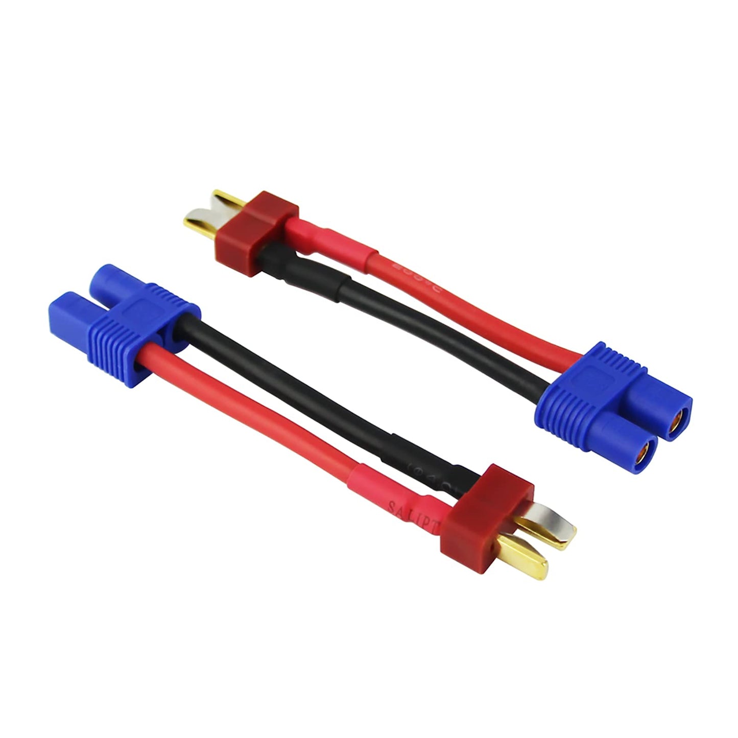 rflaueo 4pcs T-plug Style to EC3 Male Female RC Connector Adapter with 14awg 2inch Wire(E08-4)