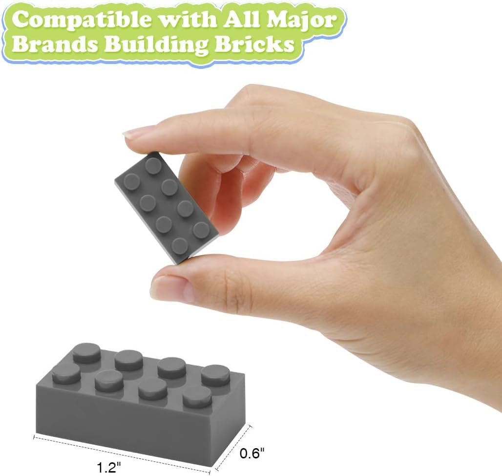 500 Piece Dark Gray Bricks Bulk, Gray 2X4 Building Bricks Flat, Compatible With Lego Parts And Pieces: 2X4 Dark Grey Bricks(Colo