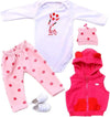OHIJGN Reborn Baby Clothes Set for 17-22 Inch Dolls, 5pcs Giraffe Pattern, Cotton, White