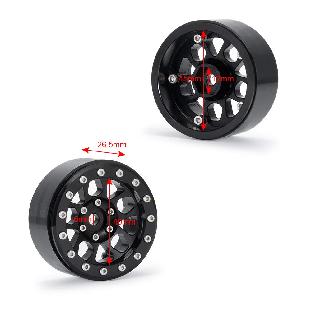 Benedict Harry 4PCS Metal 1.9'' Heavy Duty Beadlock Wheel Rims for 1/10 RC Crawler Axial Scx10 II D90 TRX-4 Tamiya CC01 D110 SCX