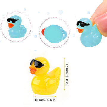 110 Pcs Mini Resin Ducks With Sunglasses, 11 Colors, Mini Resin Ducks Bulk Tiny Ducks Set For Potted Miniature Decoration Garden