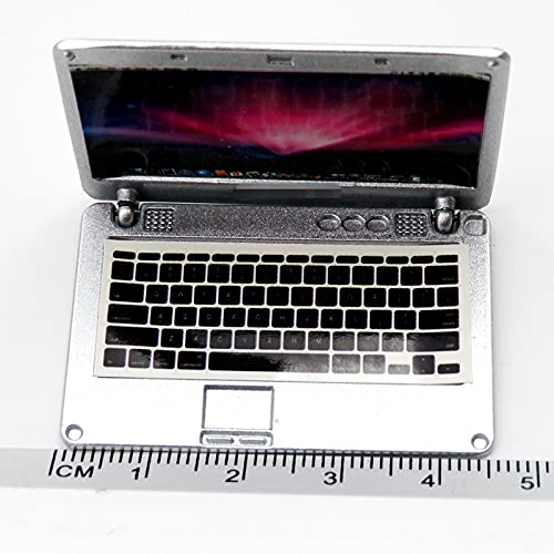 Dollhouse Accessories 1:12 Silver Mini Laptop Miniature Scene Model Scale