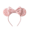 KARETT Pearl Mouse Ears Bow Headbands, Sparkle Mouse Ears Headband Glitter Hair Band for Party Princess Decoration Cosplay Costu