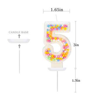 FAMGift Number 5 Birthday Candle - Colorful Macaron Candles, 5 Candle Birthday Girl Women, Sweet Theme Birthday Party Supplies,