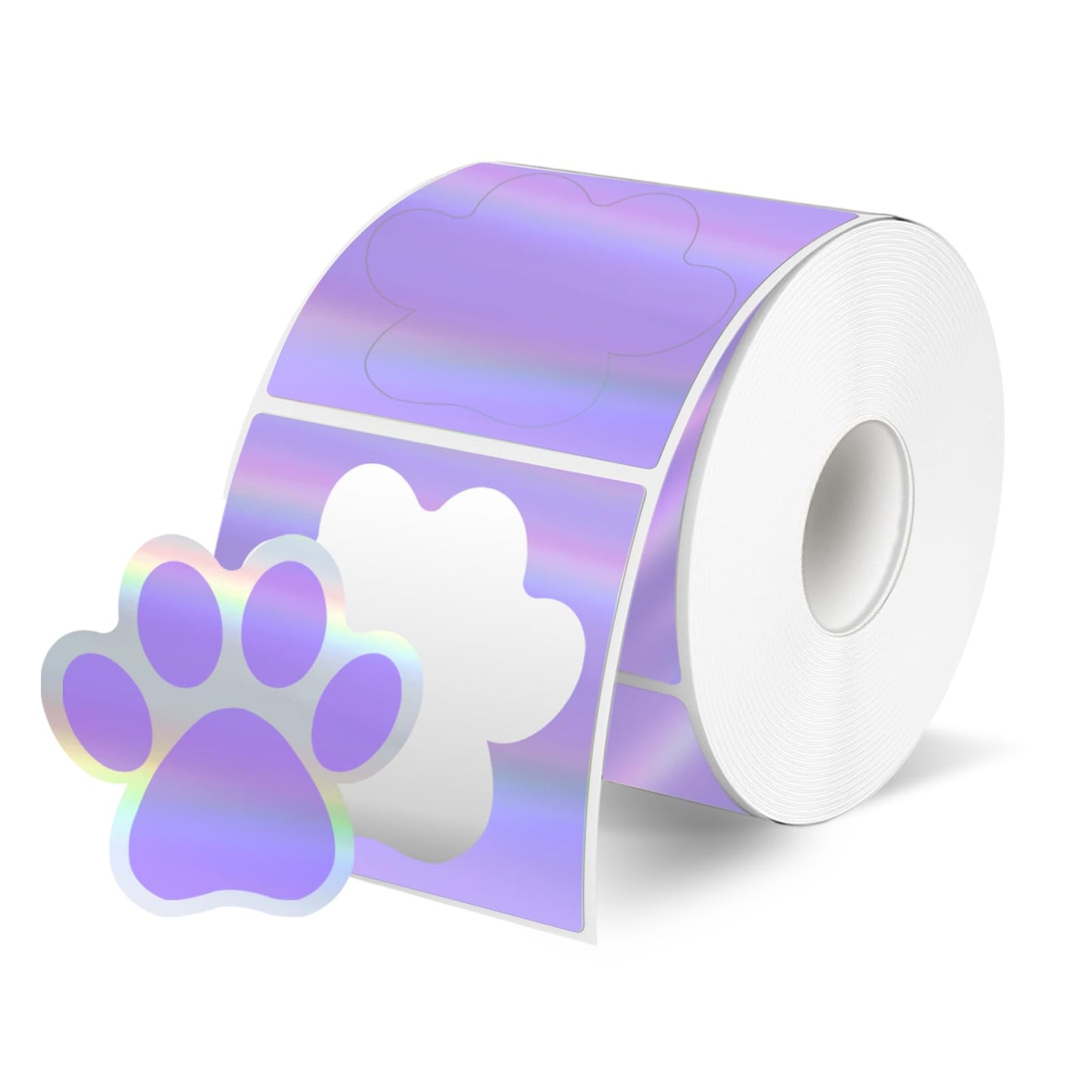 STARLIBOO Holographic Puppy Paw Print Stickers - 1.5 Inch Dog/Bear Clues - 500 PCS/Purple