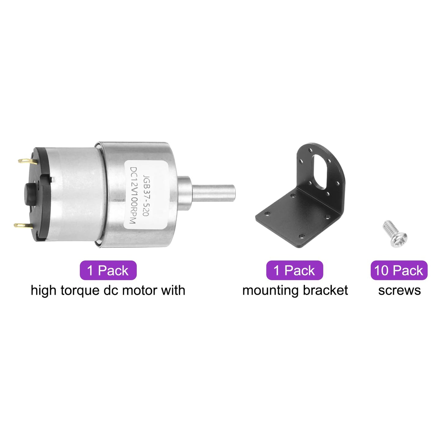Dmiotech Micro Dc 12V 100Rpm Geared Motor With Bracket Gear Reduction Motors 37Mm Diameter Gearbox Micro Speed Reduction For Rc
