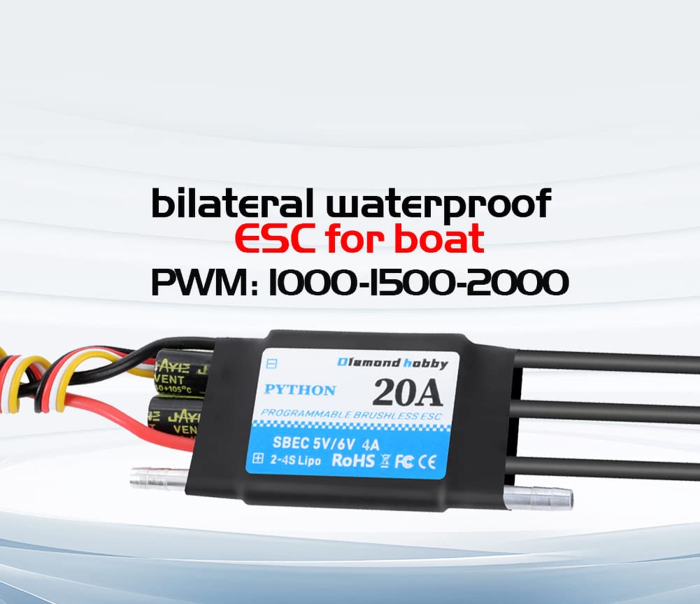Dh 20A 2-4S Waterproof Brushless Esc Electronic Speed Controller With 5.5V/4A Bec And Xt60 3.5Mm Banana Head Connector For Model