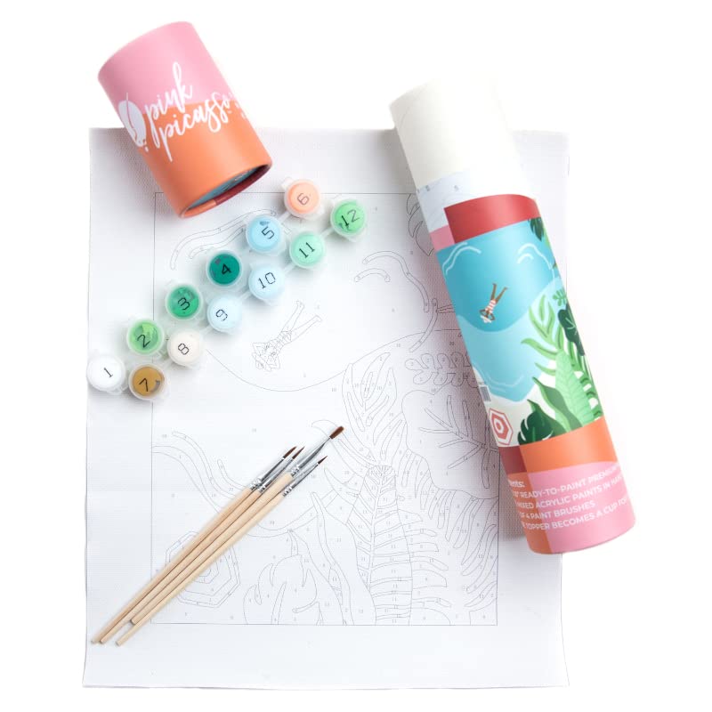Pink Picasso Kits Mid Century Modern Paint By Number For Kids Ages 8-12 | Diy Beginners Kids Craft Kit Acrylic Paint Canvas Pain