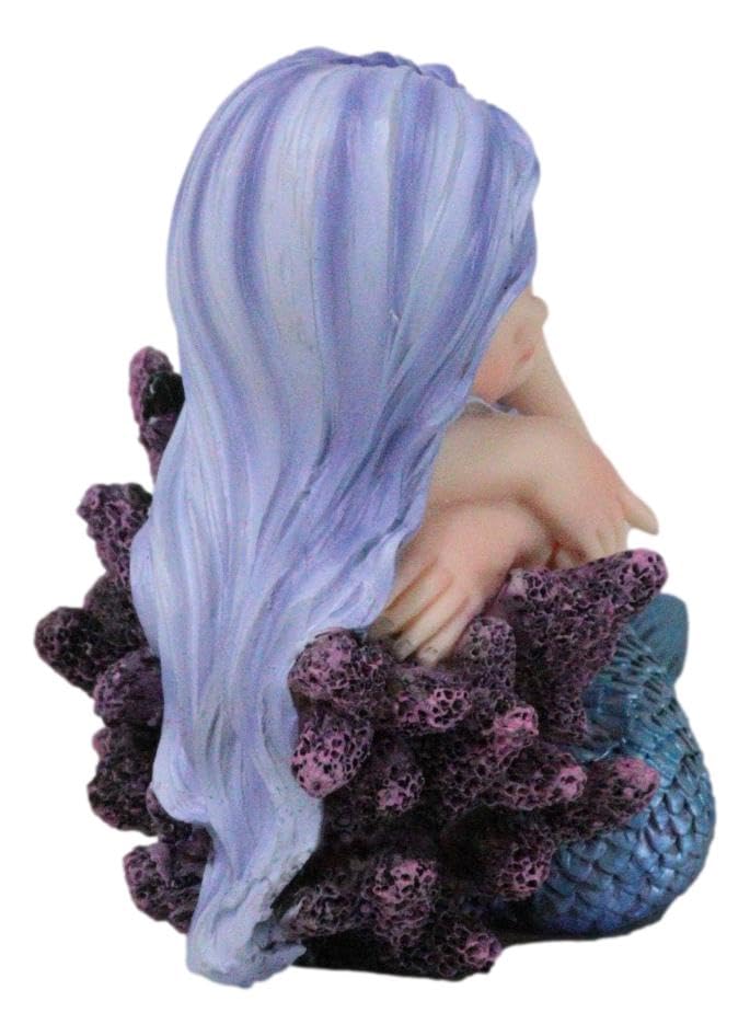 Ebros Under The Sea Blue Child Mermaid Sleeping On Coral Statue Enchansia Mergirl Decorative Figurine