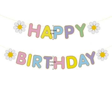 Zwiebeco Macaron Daisy Birthday Party Decoration Supplies - Macaroon Little Daisy Happy Birthday Sign Banner Bunting Garland Han