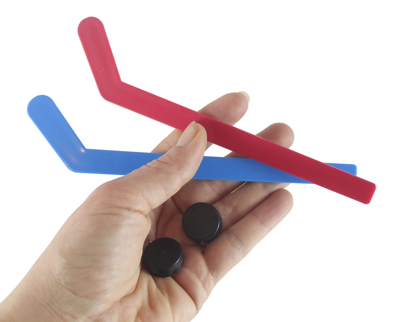 Mini Tabletop Hockey Game - Mini Goal Nets Pucks and Sticks - Small Novelty Toy - Indoor Desk Toy Functional Fun