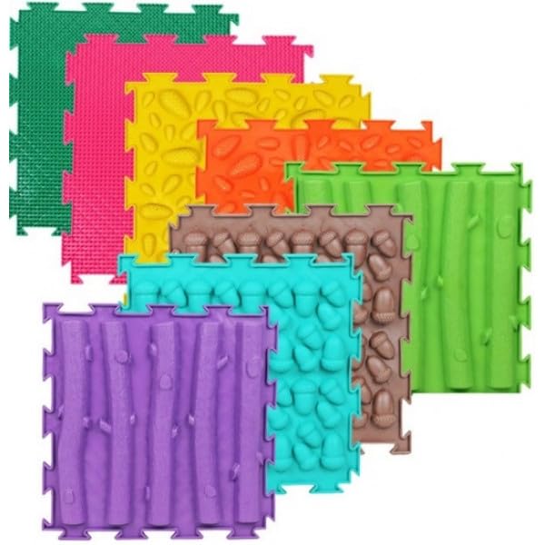 Forest Path Multi-Functional Sensory Mat For Autism 8 Pcs Therapy And Play, Featuring Puzzle Tiles And Orthopedic Massage, Modul