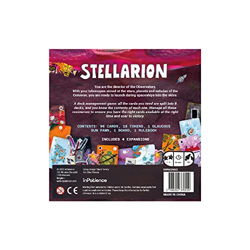 Stellarion Board Game by inPatience | Space Exploration Strategy | 1-2 Players | Ages 10+ | 30 Min Playtime | Multicolor
