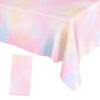 Agltp Pastel Rainbow Tablecloth, Plactic Pastel Table Cloths For Parties Disposable, Rectangle Pink Rainbow Table Cloths For Par