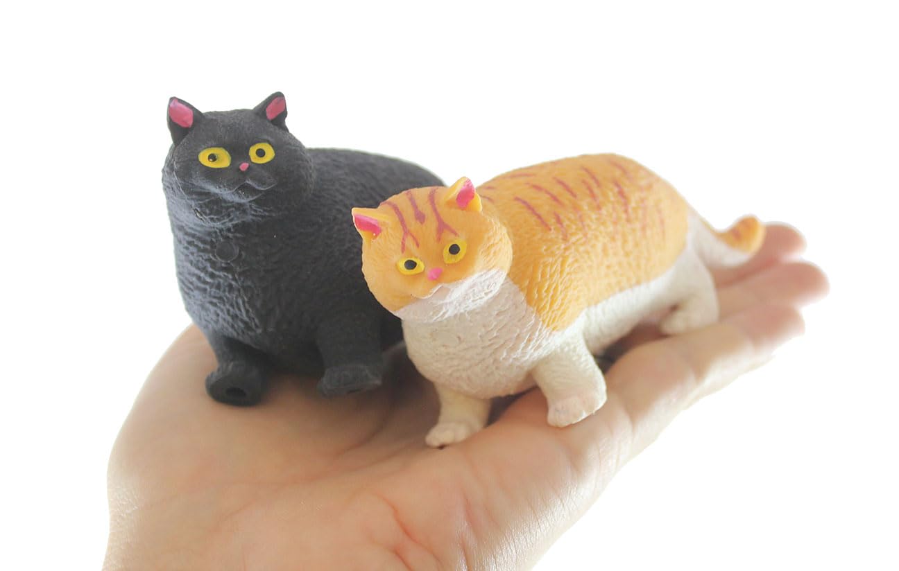 4 Fat Stretchy Cat Crushed Bead Sand Filled - Kitty Lover Sensory Fidget Toy Weighted (4 Fat Cats (All 4 Colors))