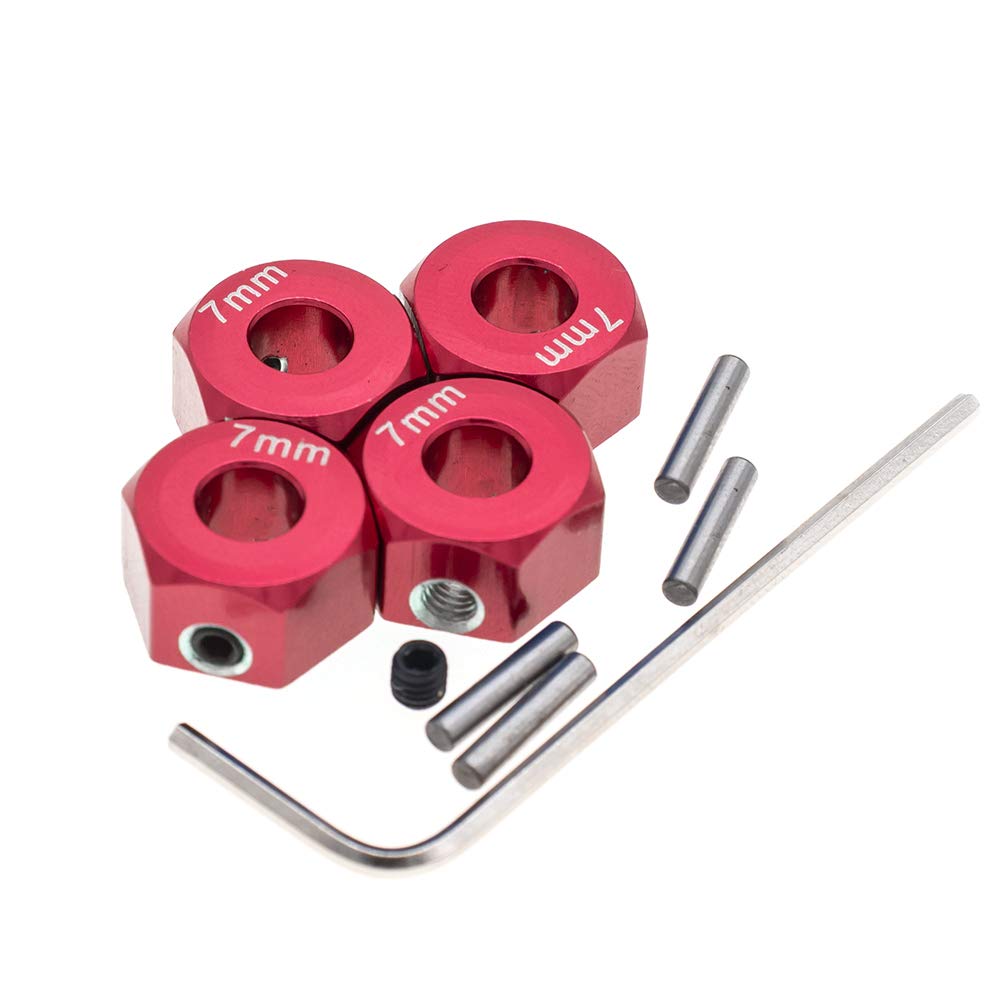 CODA RACING RC Model Hop-ups 12mm Hex Wheel Hubs(4) 7mm Thick for Traxxas 1/10 4WD Rustler,Slash,Stampede-Replaces Part 1654(4pc