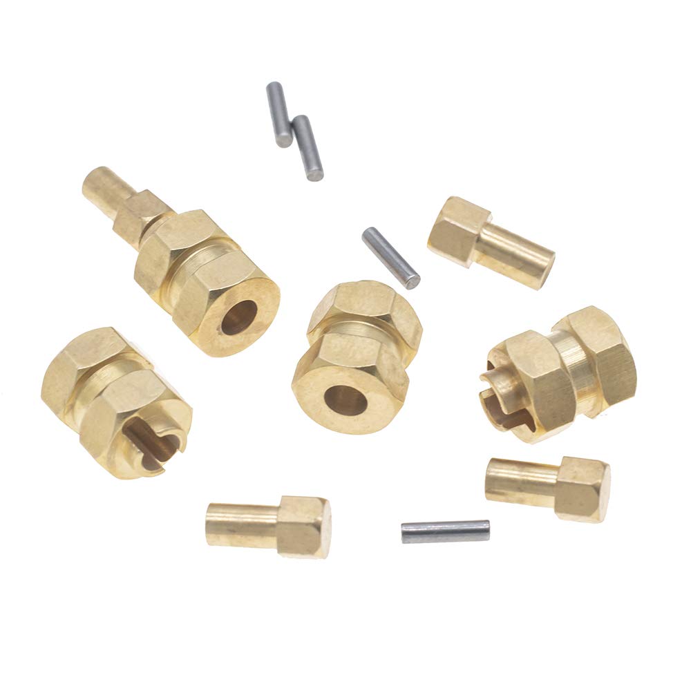 CODA RACING 4Pcs Brass Extended 7mm Hex Wheel Hubs 8mm Thick for AXIAL SCX24 Upgrades 1/24 RC Crawler Car+5mm
