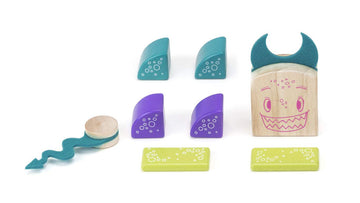 Tegu Pip Magnetic Wooden Block Set - 8 Piece - Sustainably Harvested Hardwoods - Monster Mash - For Ages 1-99