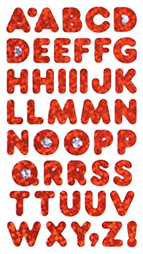 Bulk Roll Prismatic Stickers, Red Alphabets (50 Repeats)