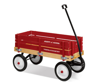 Radio Flyer Town And Country Wooden Kids Wagon With Removable Side Panels, Red