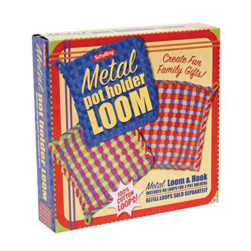 Schylling Metal Pot Holder Loom Kit - Classic Durable Weaving Frame to Make Pot Holders - Includes Loom, Hook, Instructions, and