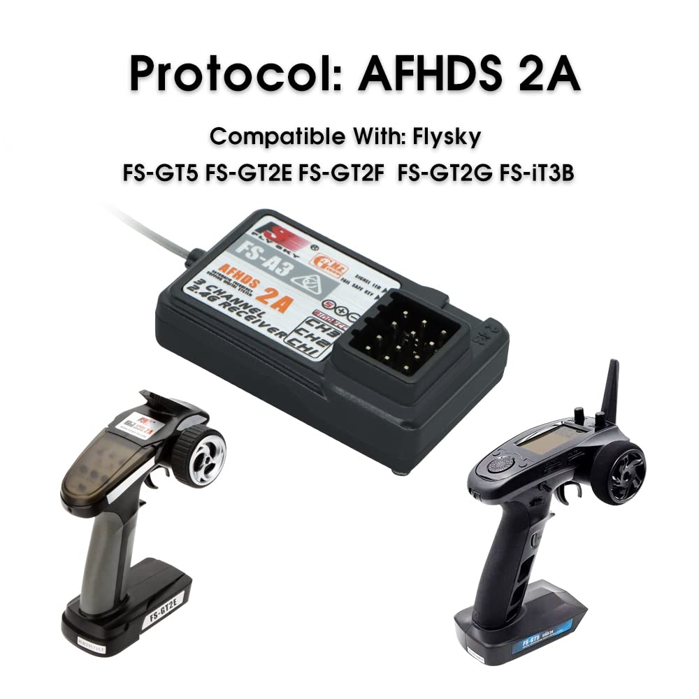 Flysky Fs-A3 3Ch Receiver 2.4G Afhds 2A For Flysky Fs-Gt5 Fs-Gt2E Fs-Gt2F Fs-Gt2G Fs-It3B Fs-It3C Transmitter (2 Pcs)